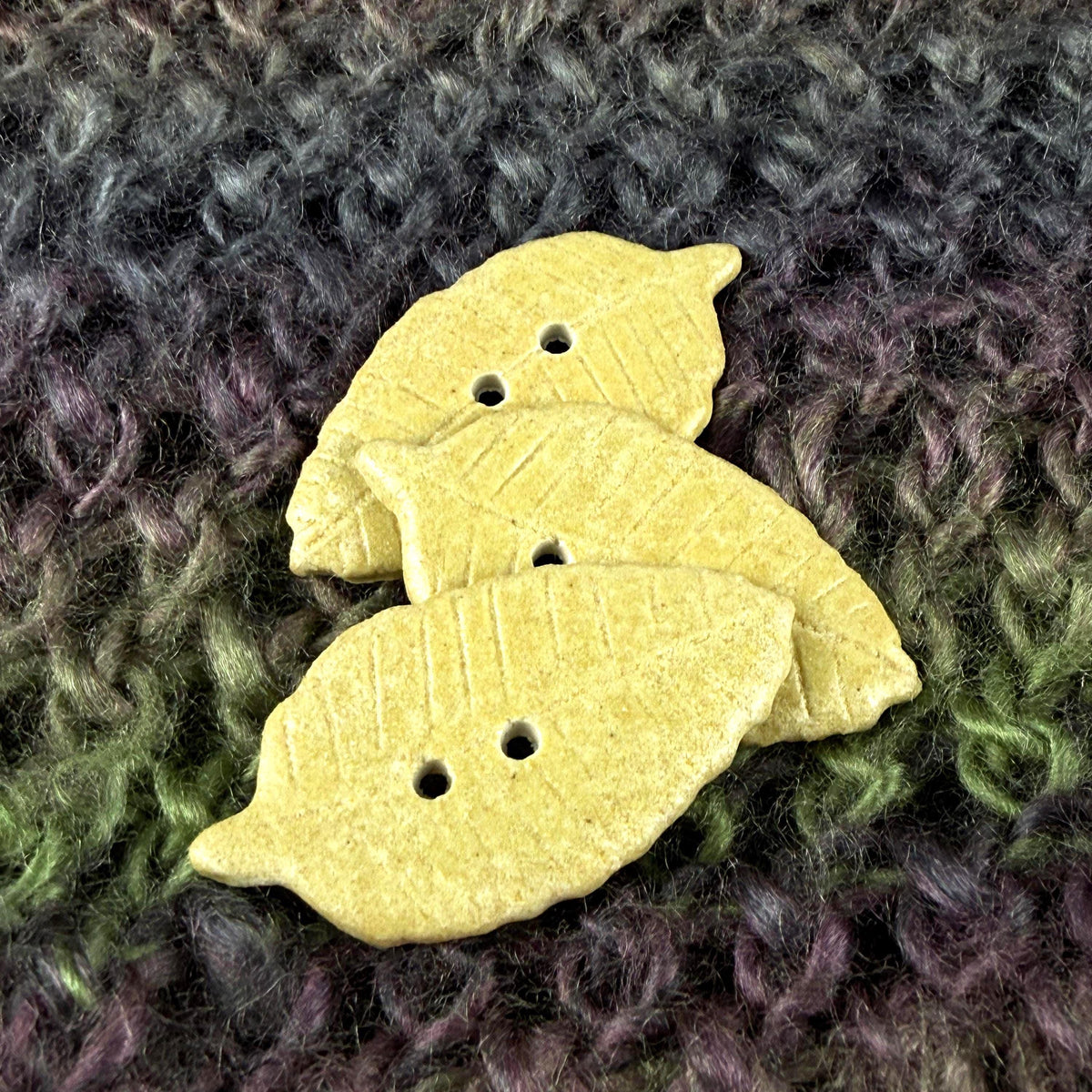 Large Yellow Leaf Ceramic Button