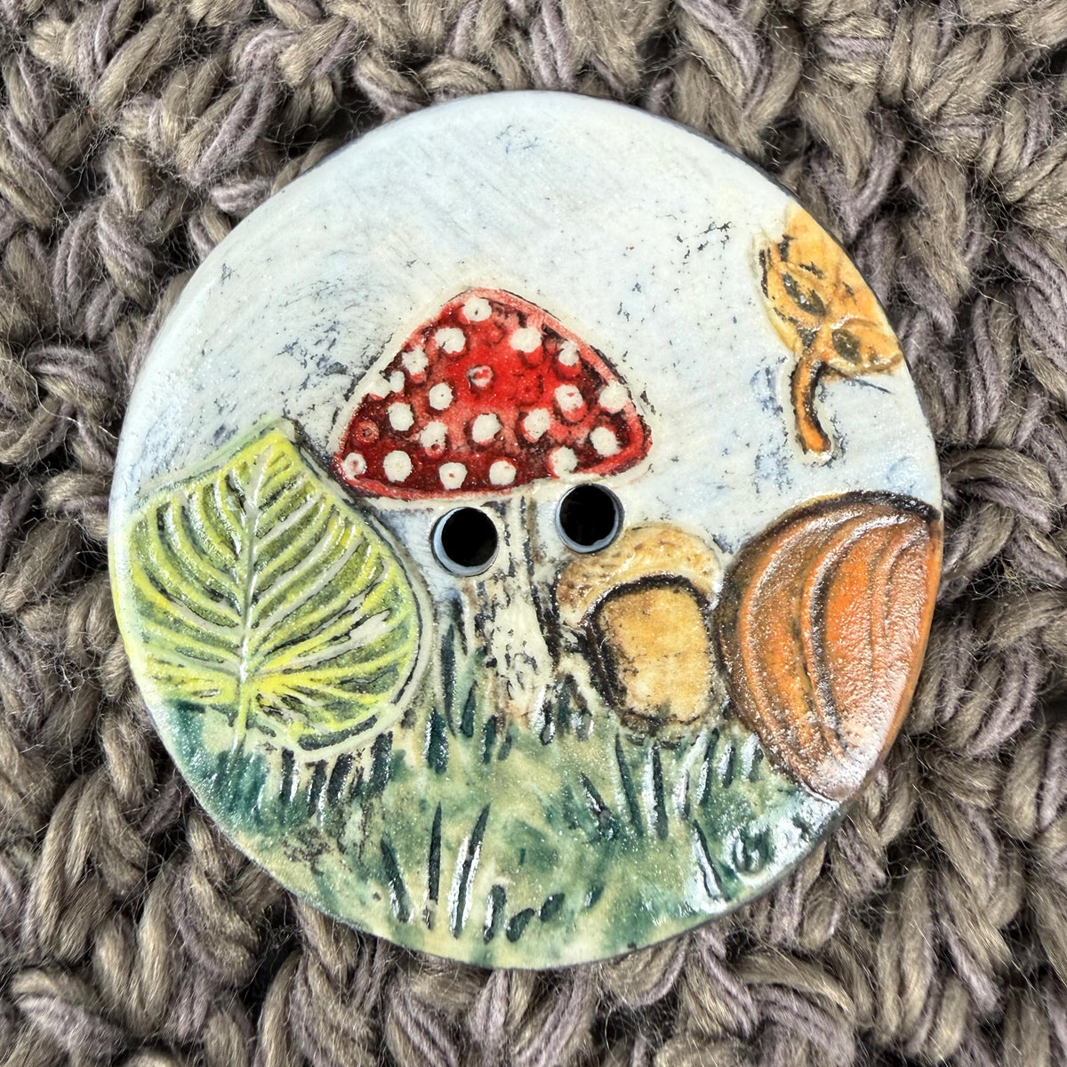 Fall Scenes Large Round Ceramic Button