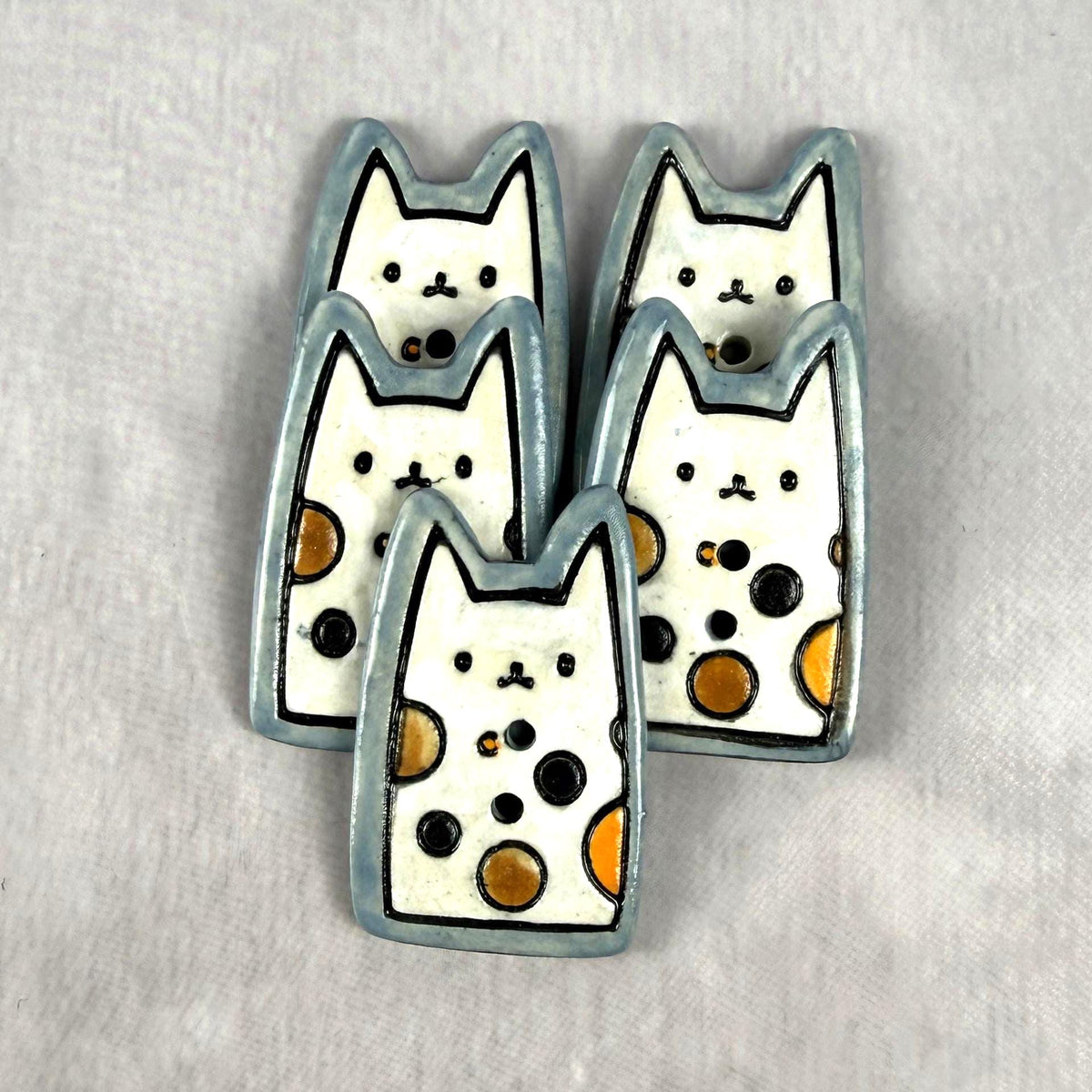 Calico Kitty Ceramic Button