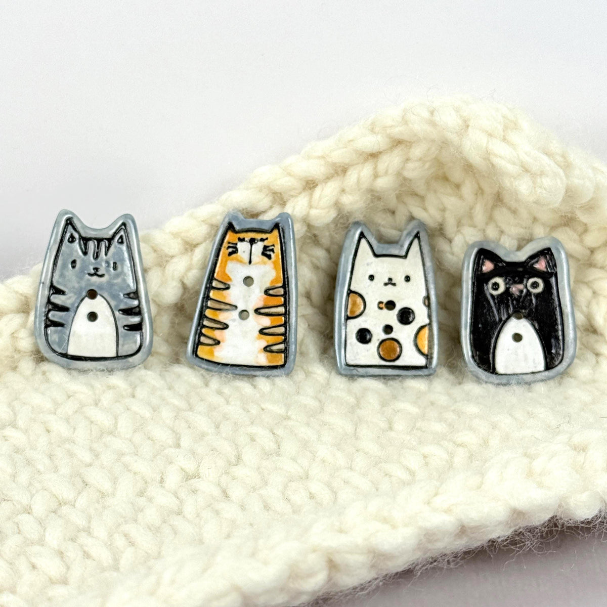 Orange Tiger Kitty Ceramic Button
