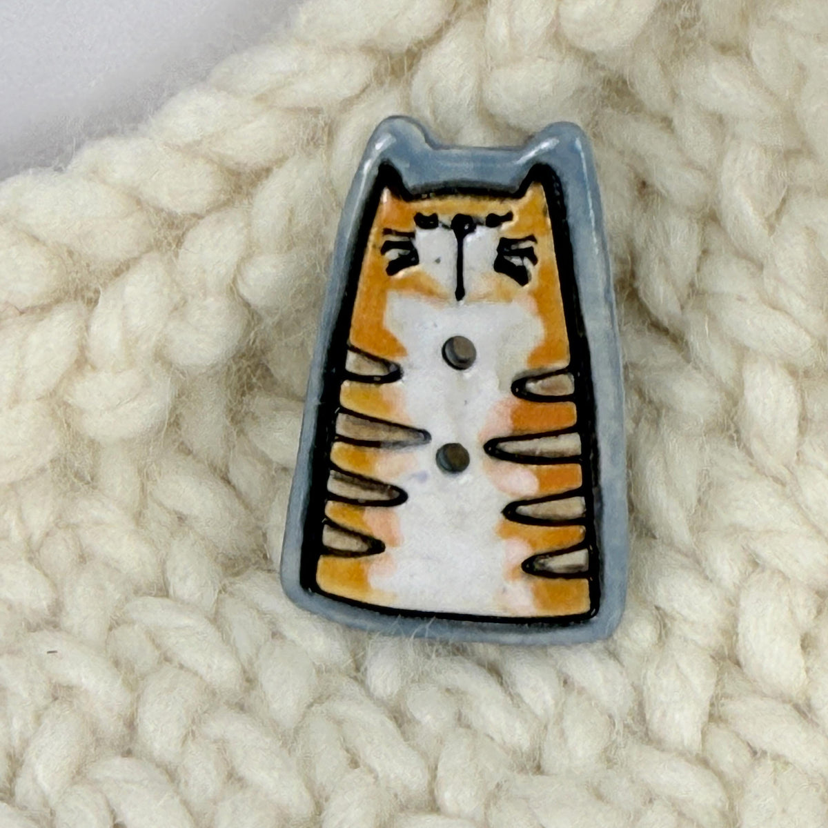 Orange Tiger Kitty Ceramic Button