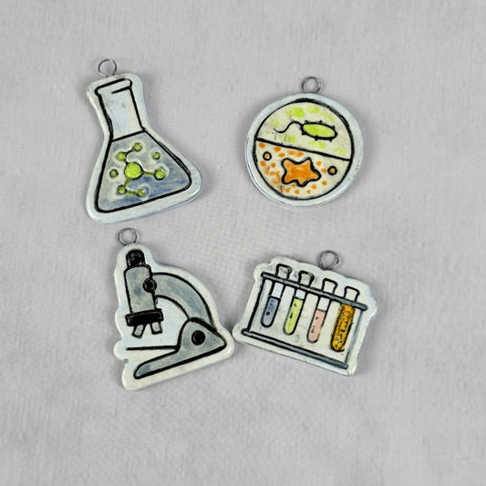 Set of 4 Science Charms/Jewelry Components