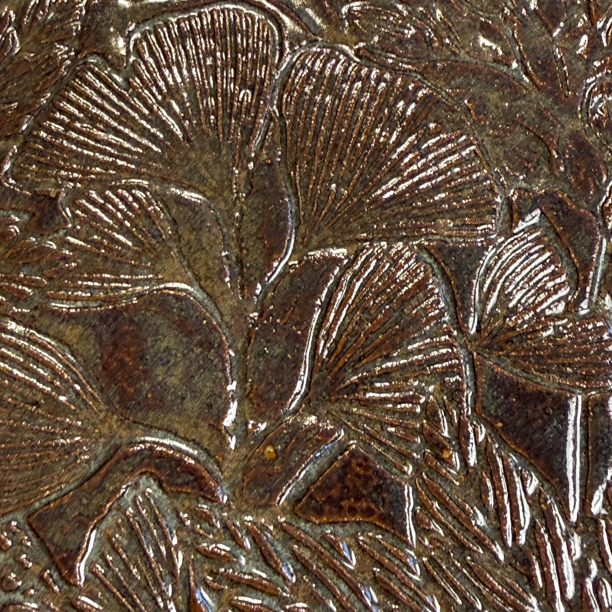 Large Brown and Green Leaf Organic Shaped Serving Plate/Platter