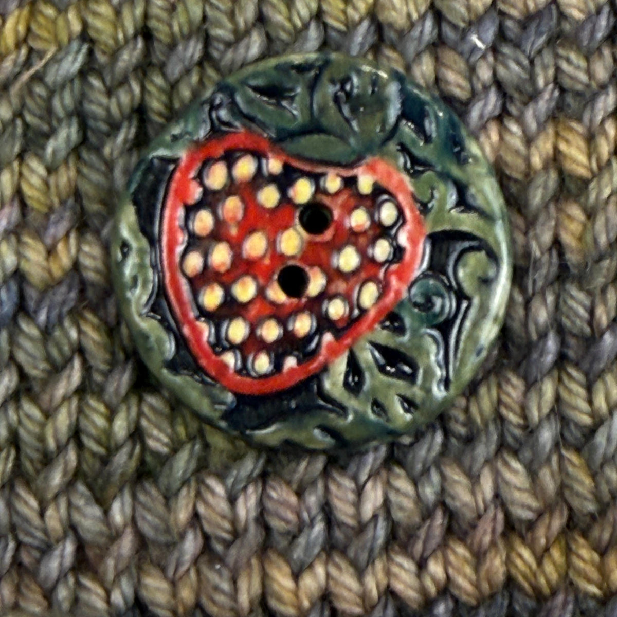 Goblin Core Strawberry Patch Round Ceramic Buttons