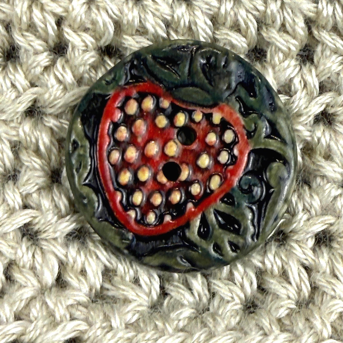 Goblin Core Strawberry Patch Round Ceramic Buttons