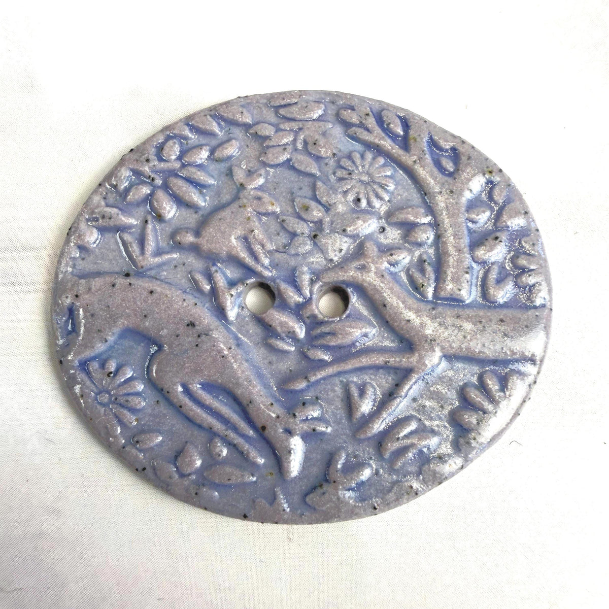 Dark Lavender Porcelain Woodland Deer Oval Button
