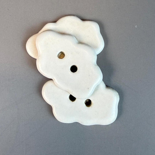 Tiny White Cloud Ceramic Buttons