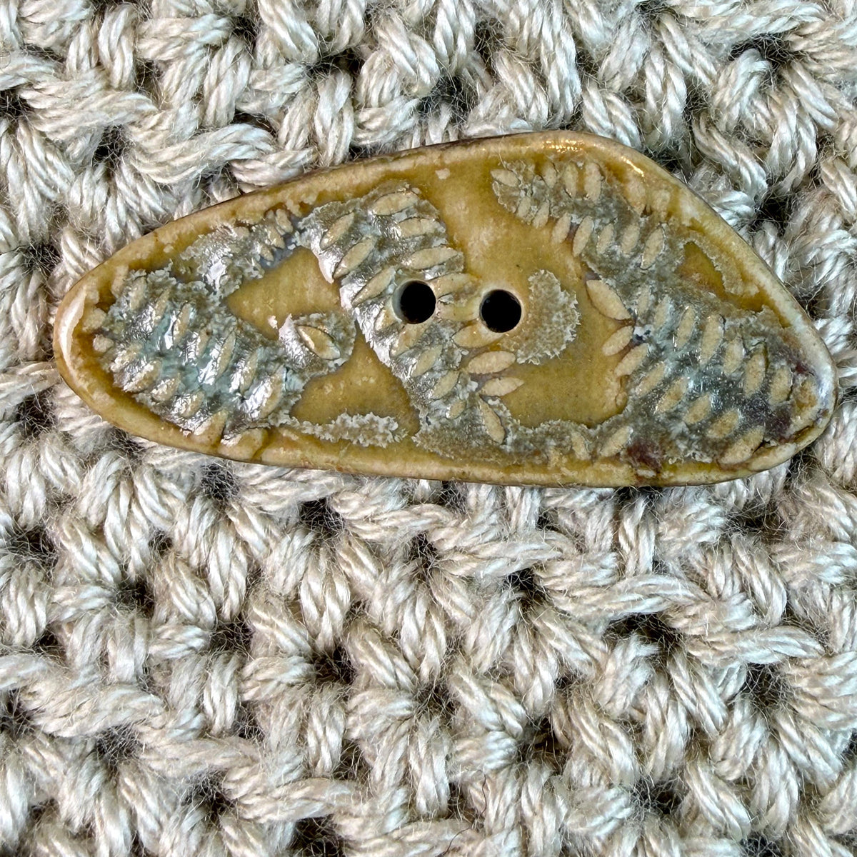 Spring Ferns with Green and Gold 2 Hole Large Triangular Buttons