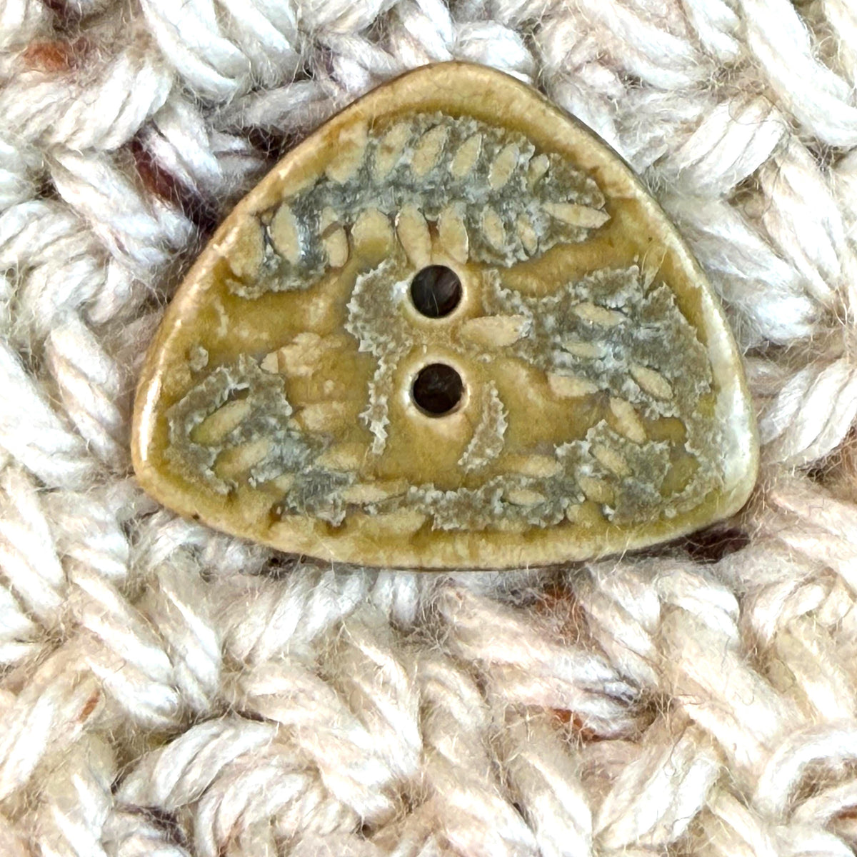 Spring Ferns with Green and Gold 2 Hole Small Triangular Buttons
