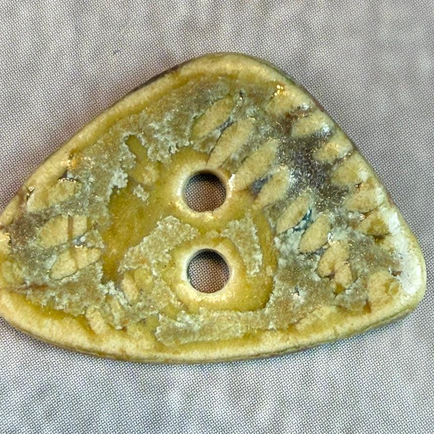 Tiny Spring Ferns with Green and Gold 2 Hole Triangular Buttons