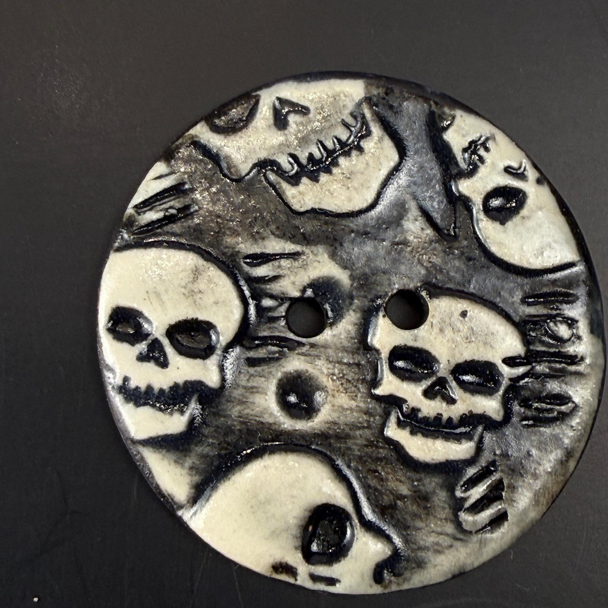 Black and White Skull Patterned Round Buttons