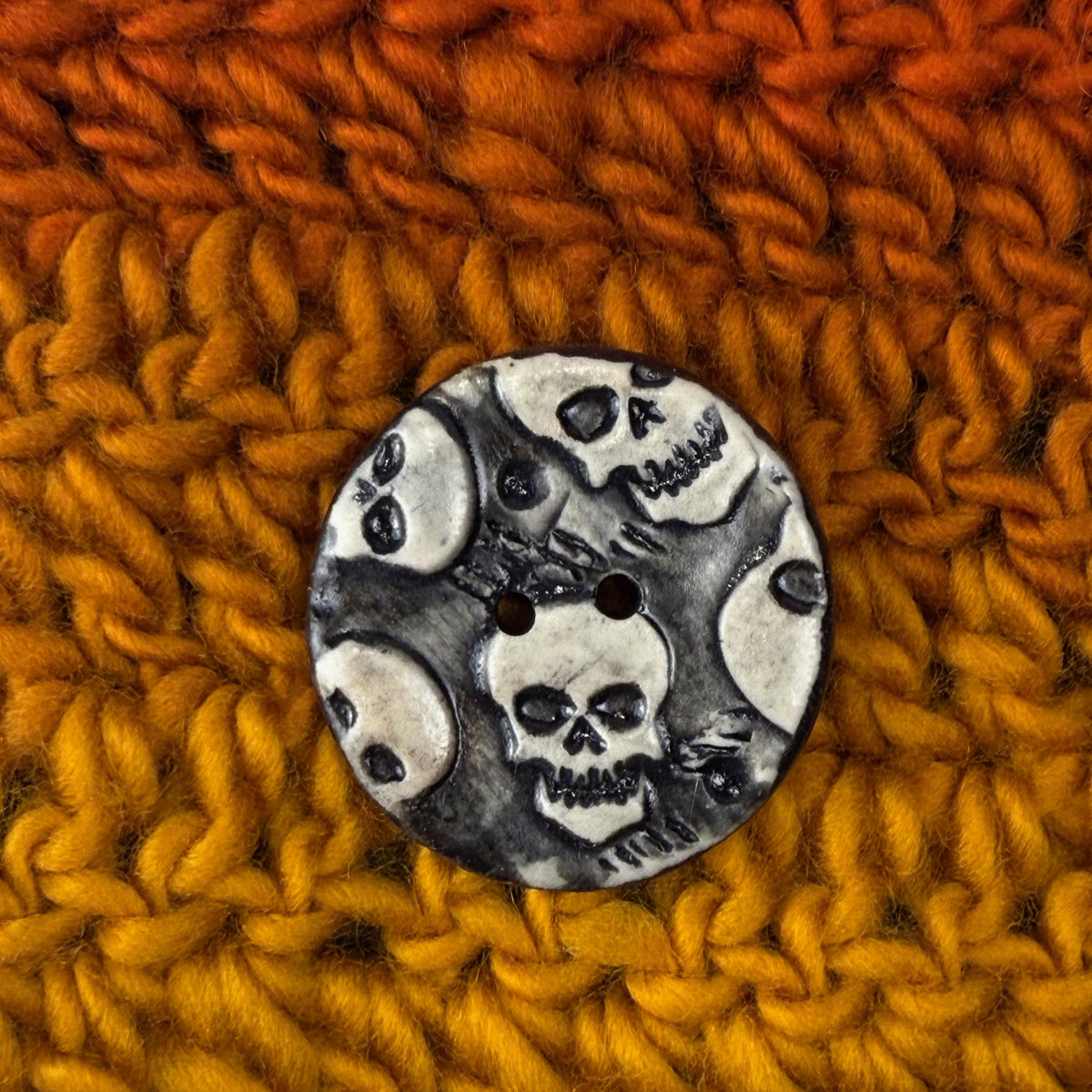 Black and White Skull Patterned Round Buttons