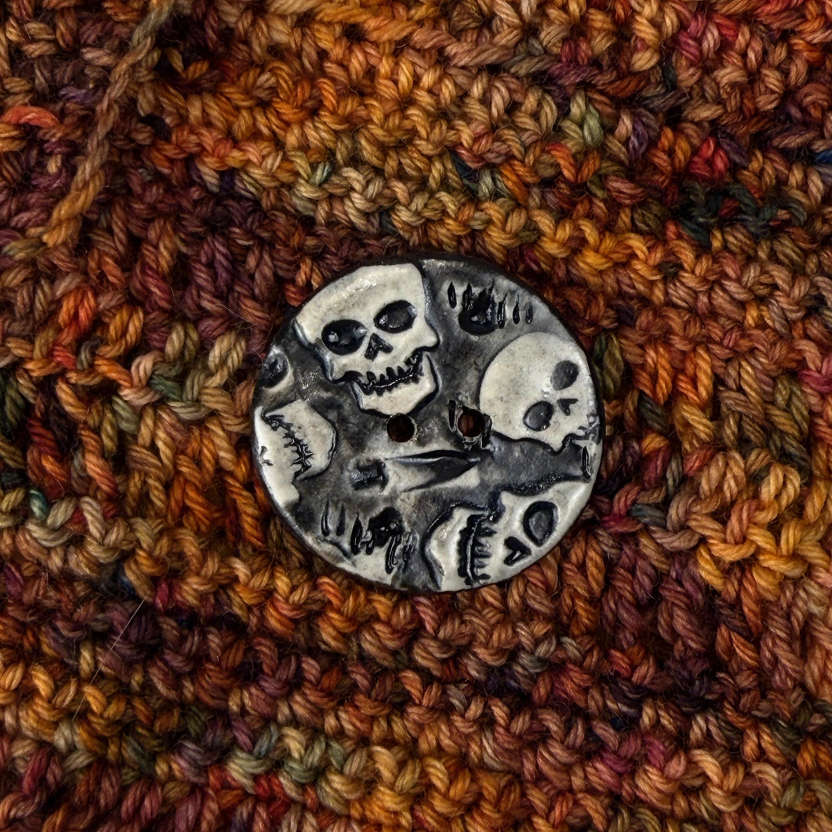 Black and White Skull Patterned Round Buttons