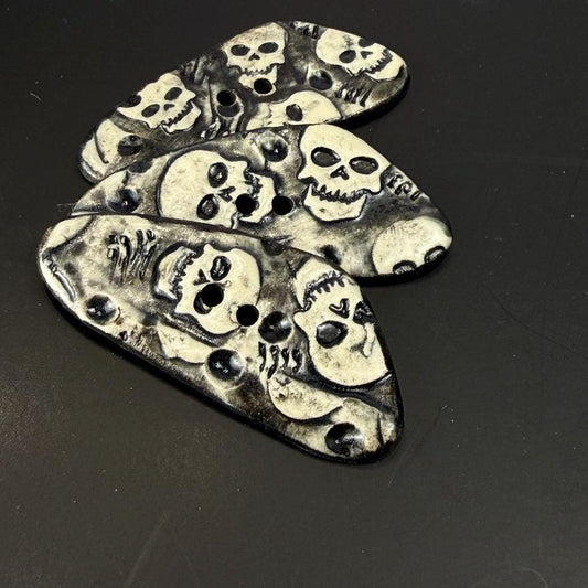 Black and White Skull Patterned Triangular Buttons