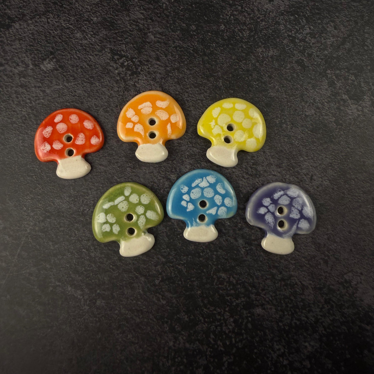 Bright Rainbow Mushroom Buttons