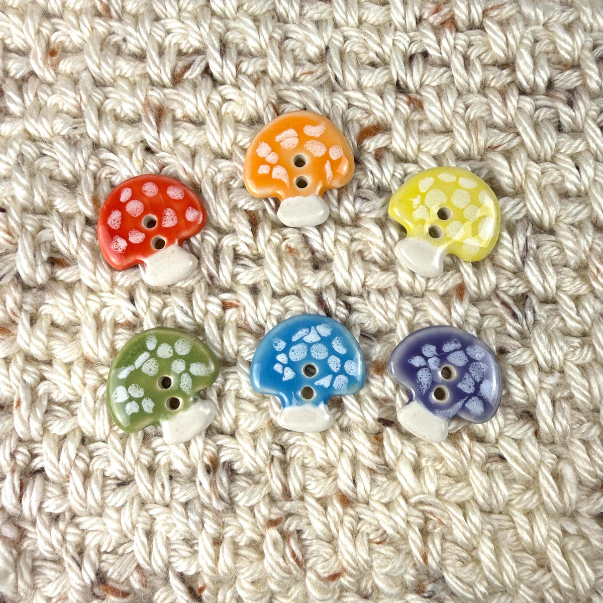Bright Rainbow Mushroom Buttons