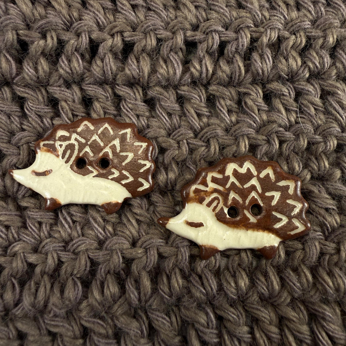 Sgraffito Hedgehog Ceramic Buttons