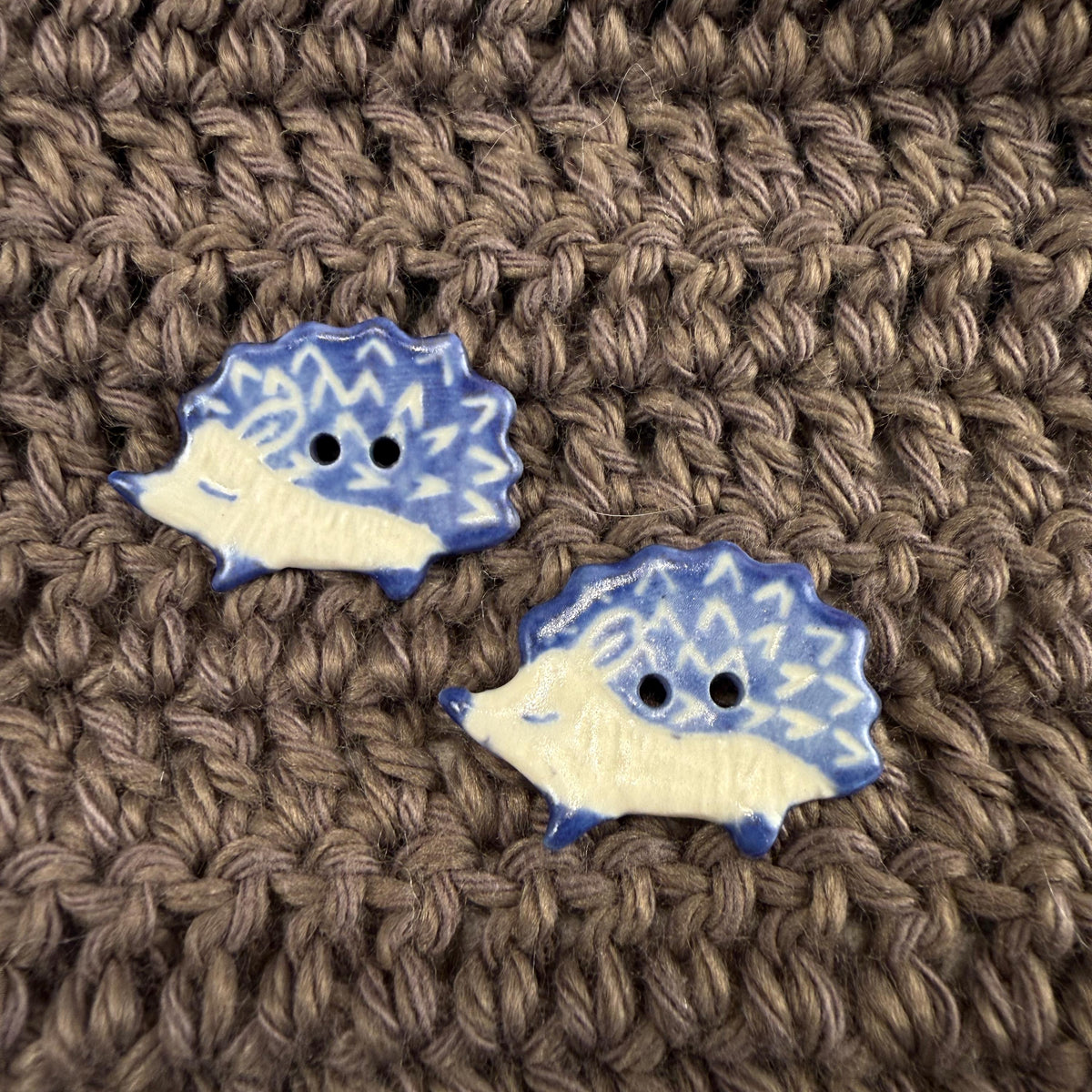 Sgraffito Hedgehog Ceramic Buttons