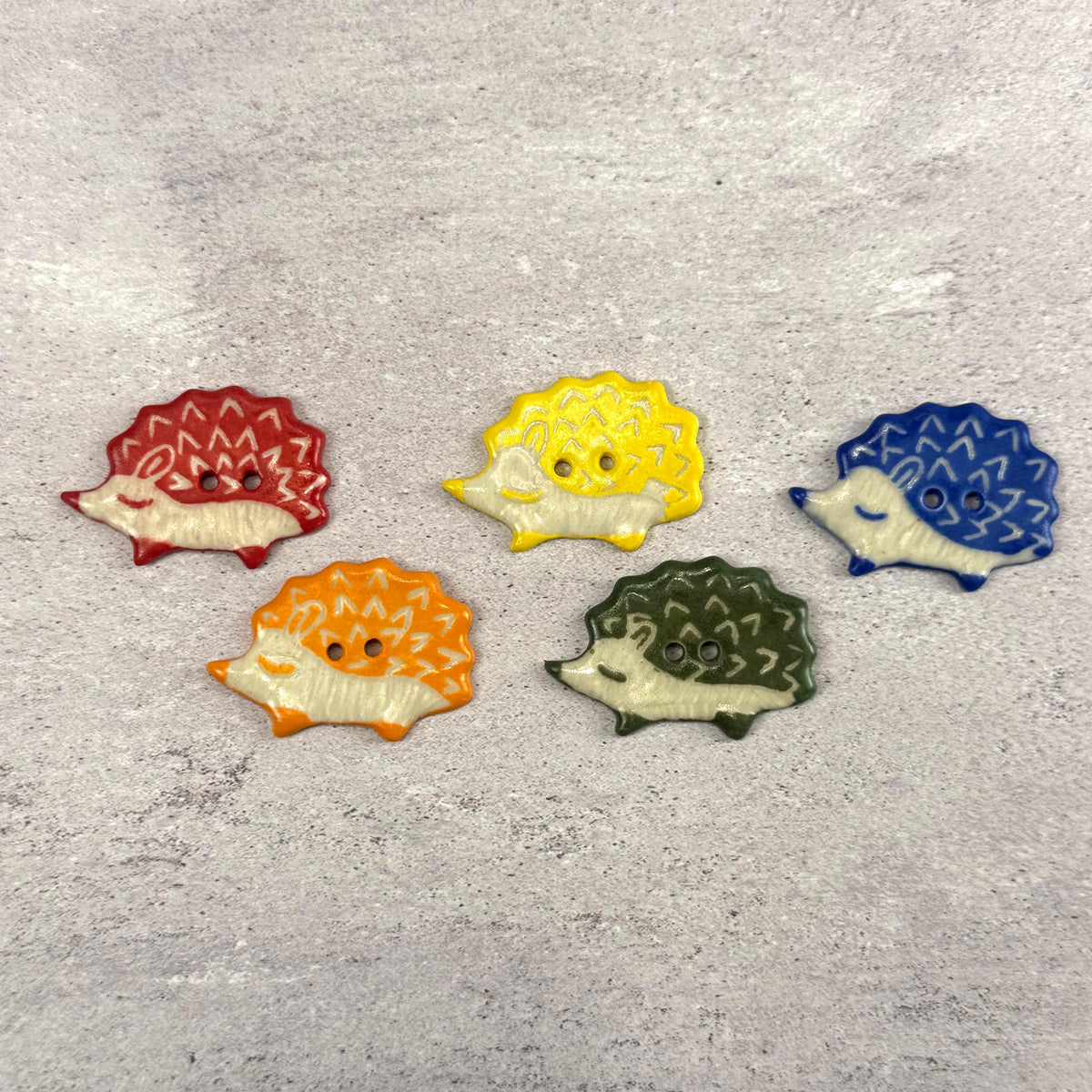 Sgraffito Hedgehog Ceramic Buttons