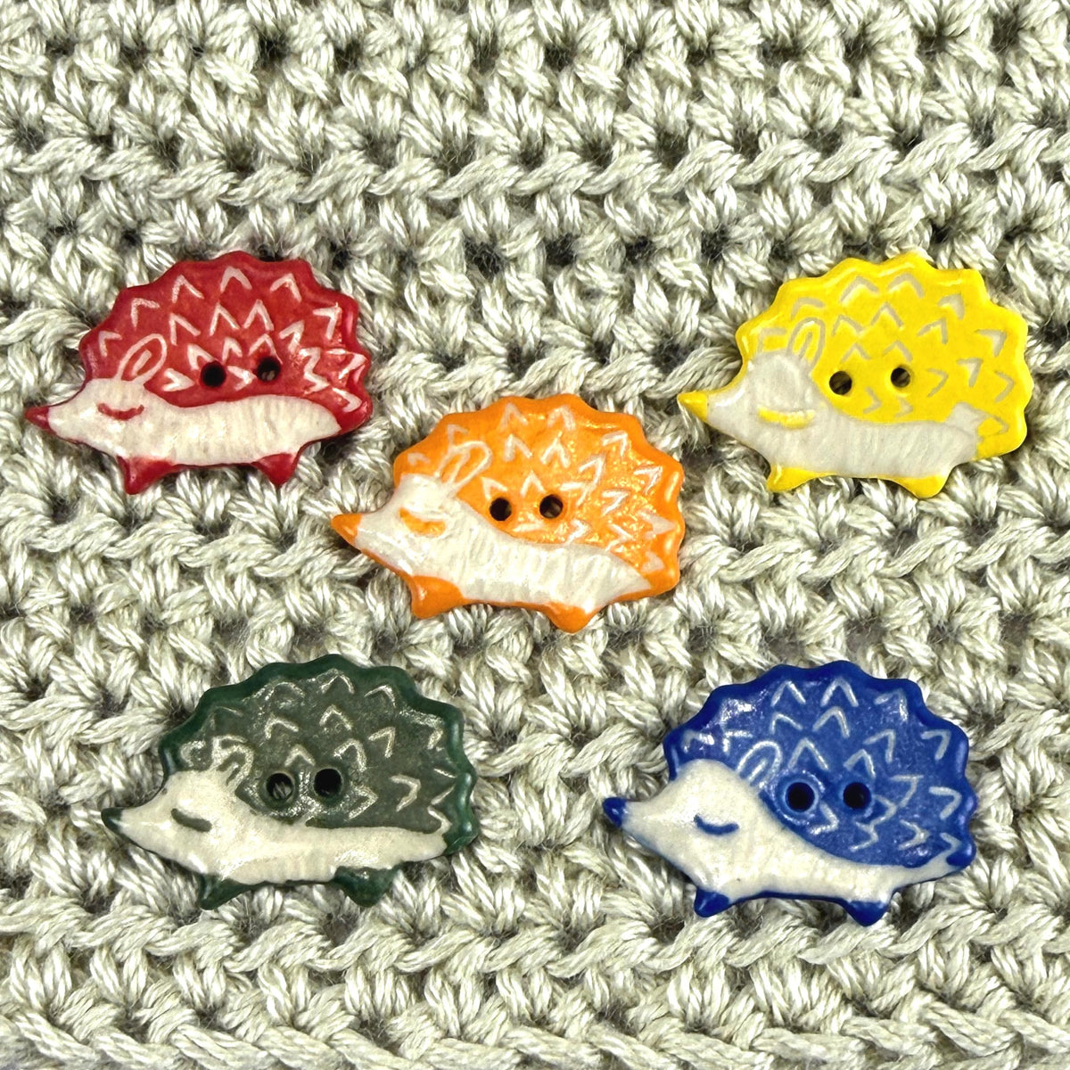 Sgraffito Hedgehog Ceramic Buttons