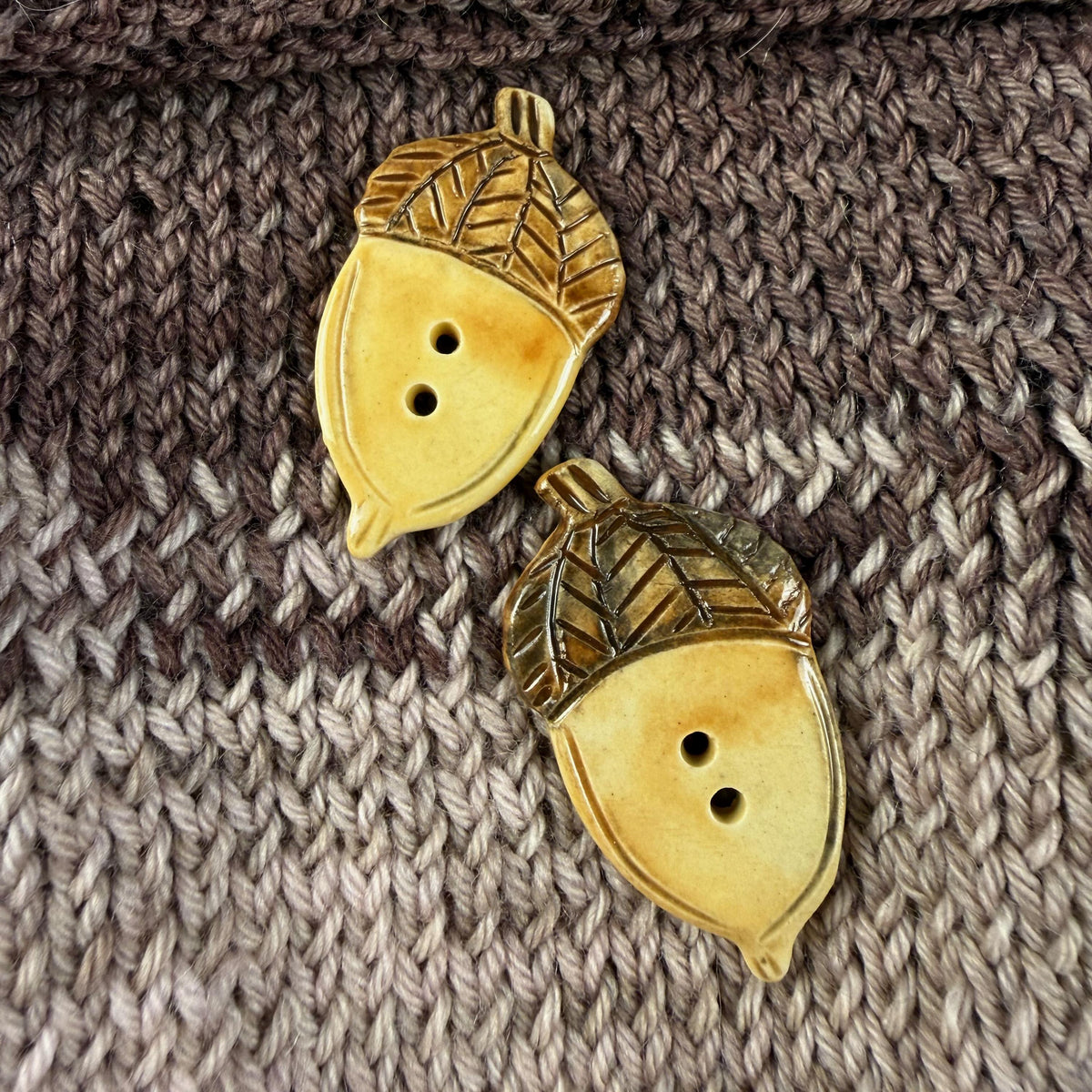 Pair Large Acorn Shaped Buttons