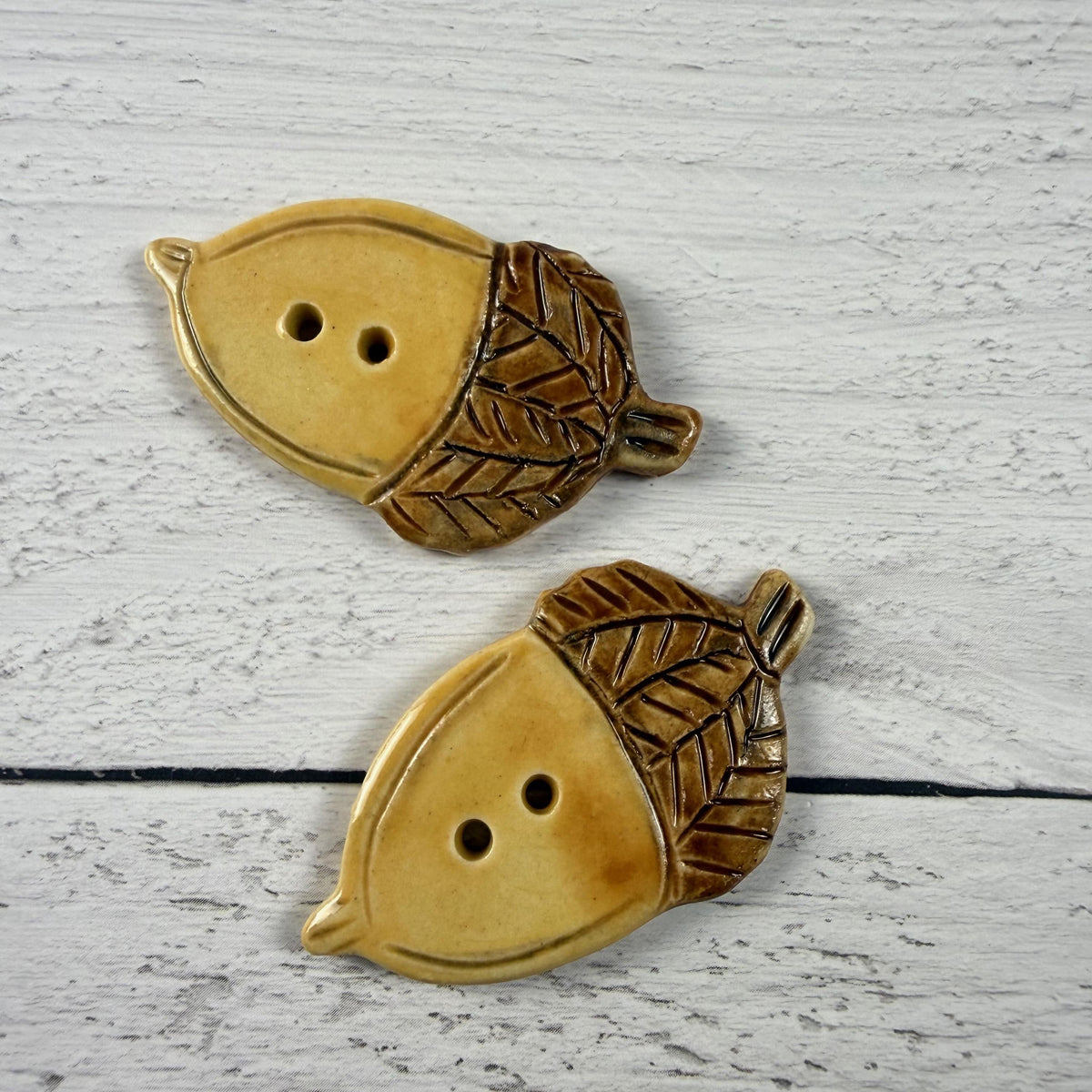 Pair Large Acorn Shaped Buttons