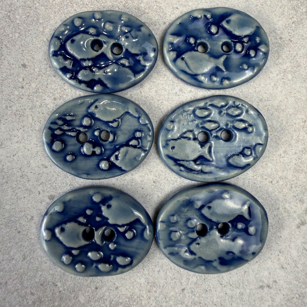 Blue School of Fish Oval Buttons