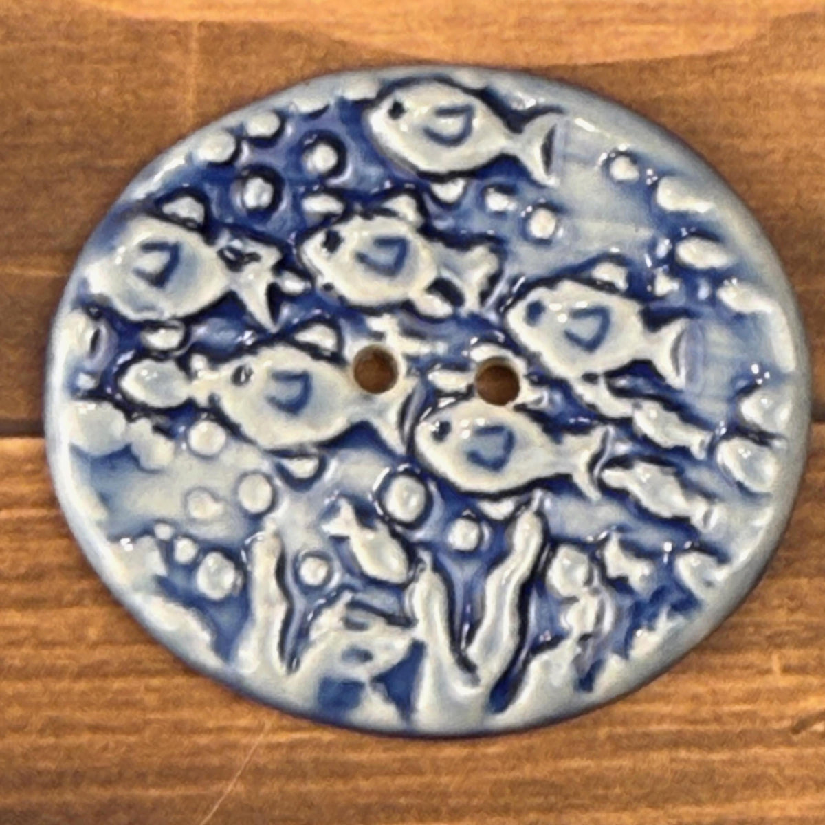 Blue School of Fish Oval Buttons