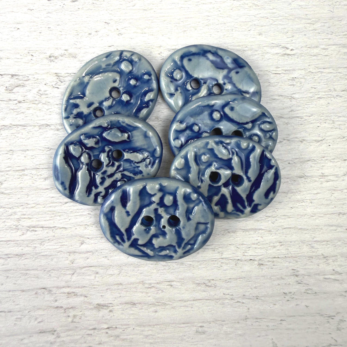 Blue School of Fish Oval Buttons