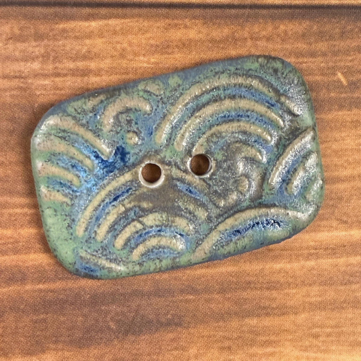 Blue and Green Wave Ceramic Buttons