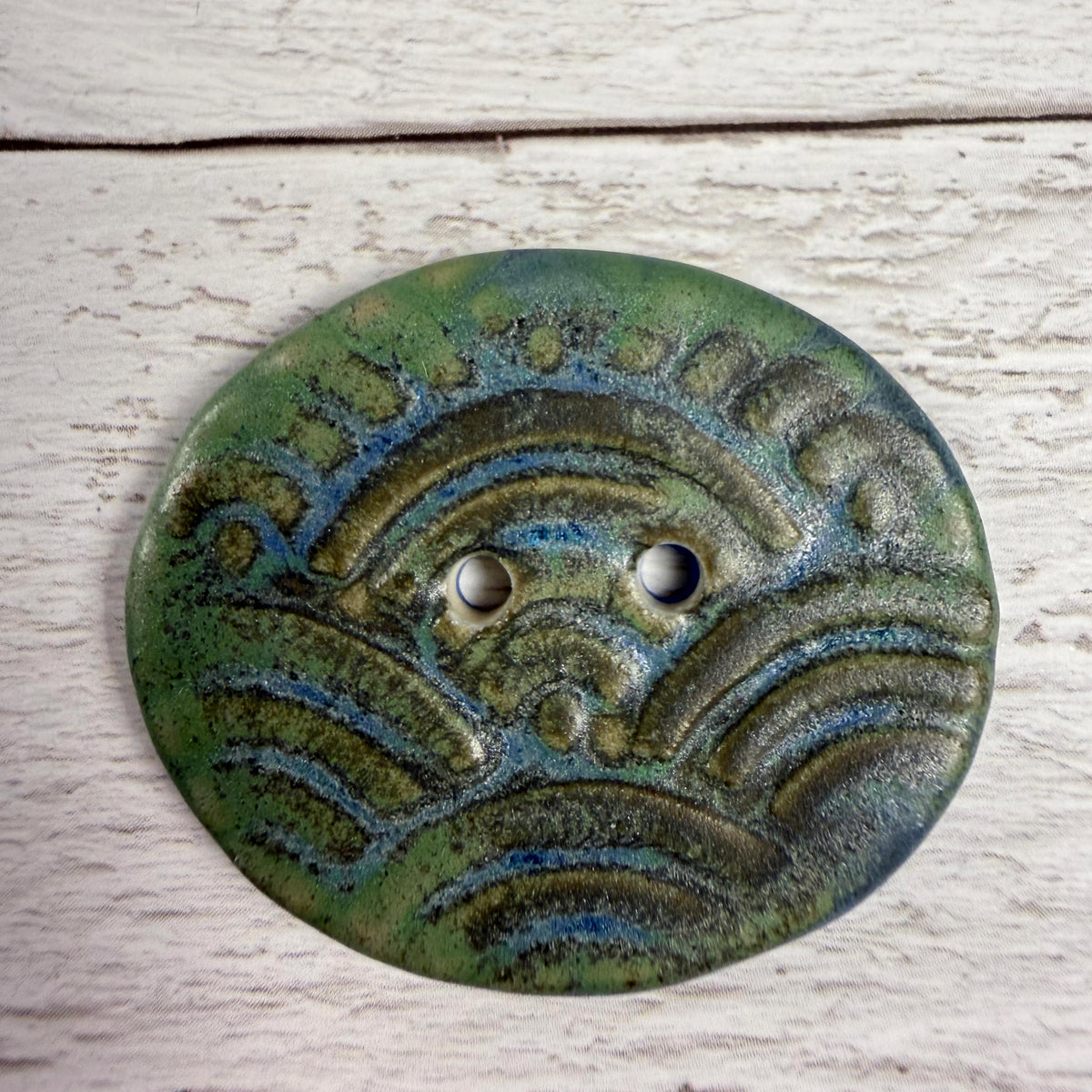 Blue and Green Wave Ceramic Buttons