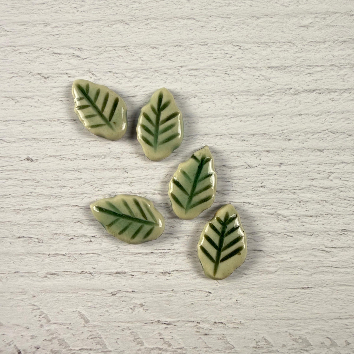 Tiny Light Green Leaf Buttons