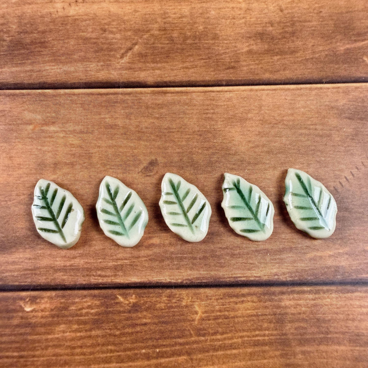 Tiny Light Green Leaf Buttons