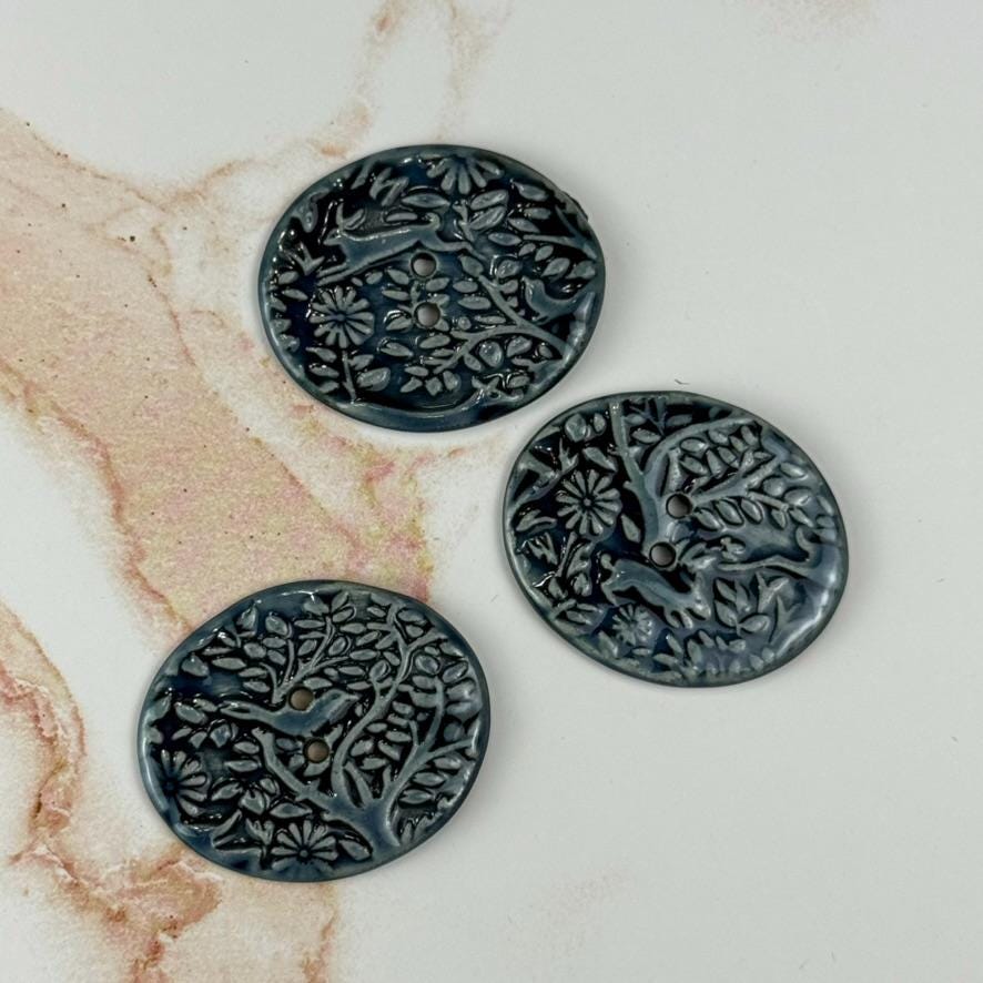 Deep Blue Woodland Buttons