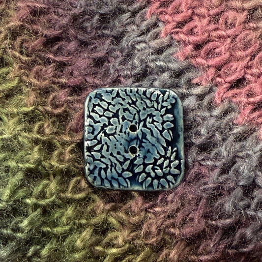 Deep Blue Malahide Hedge Leaves Button