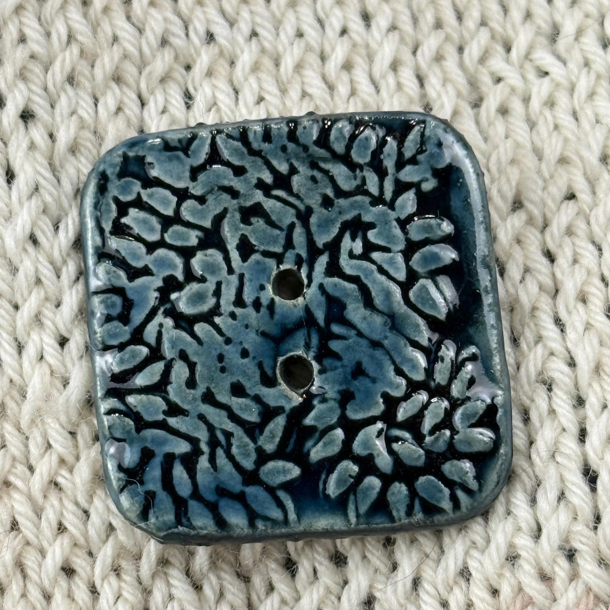 Deep Blue Malahide Hedge Leaves Button