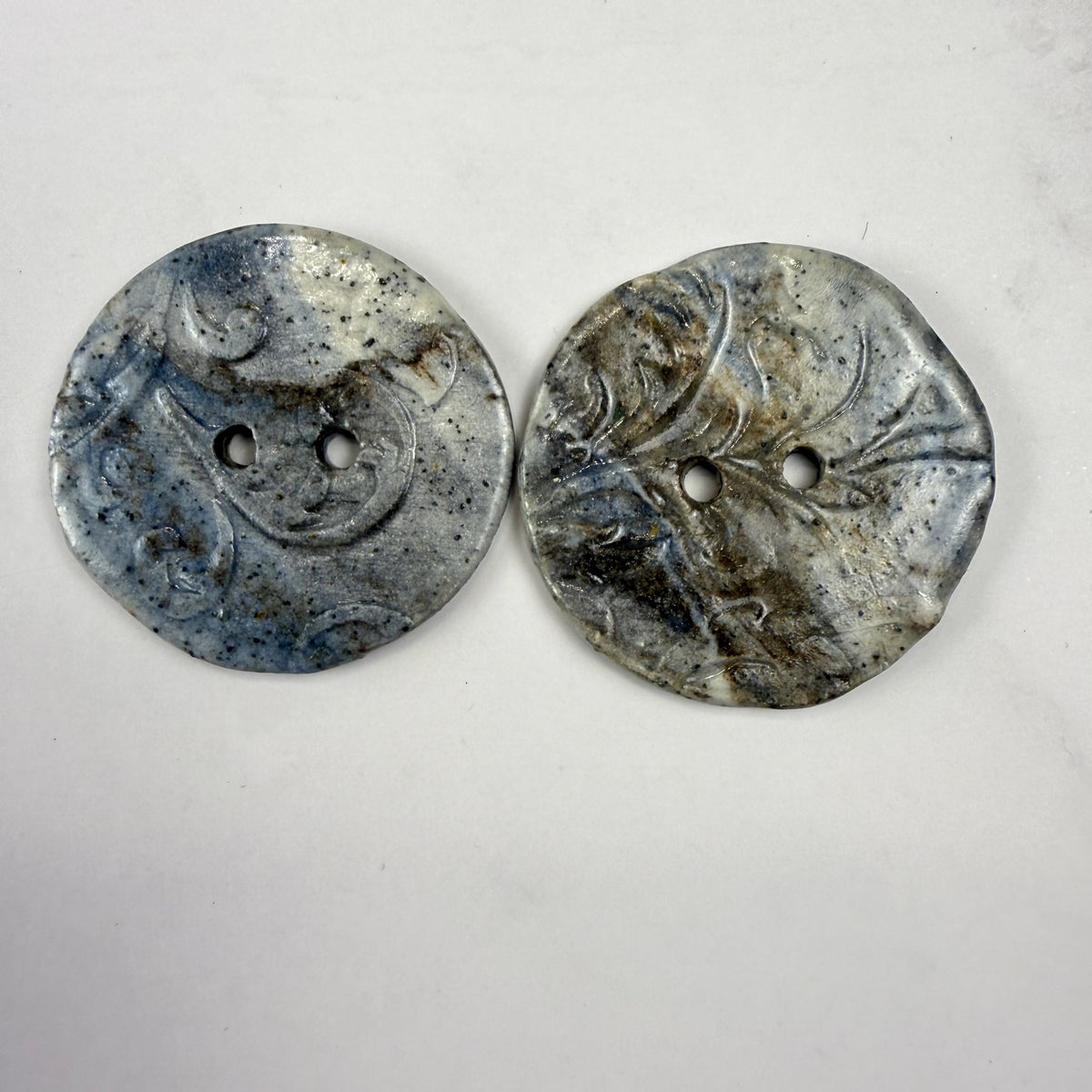 Blue, Brown, and White Speckled Porcelain Buttons