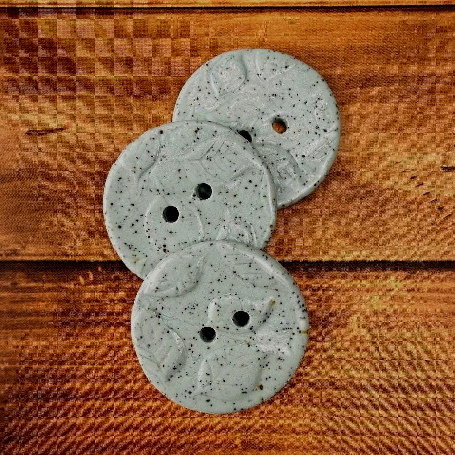 Raised Leaf Pattern Light Green Speckled Porcelain Buttons