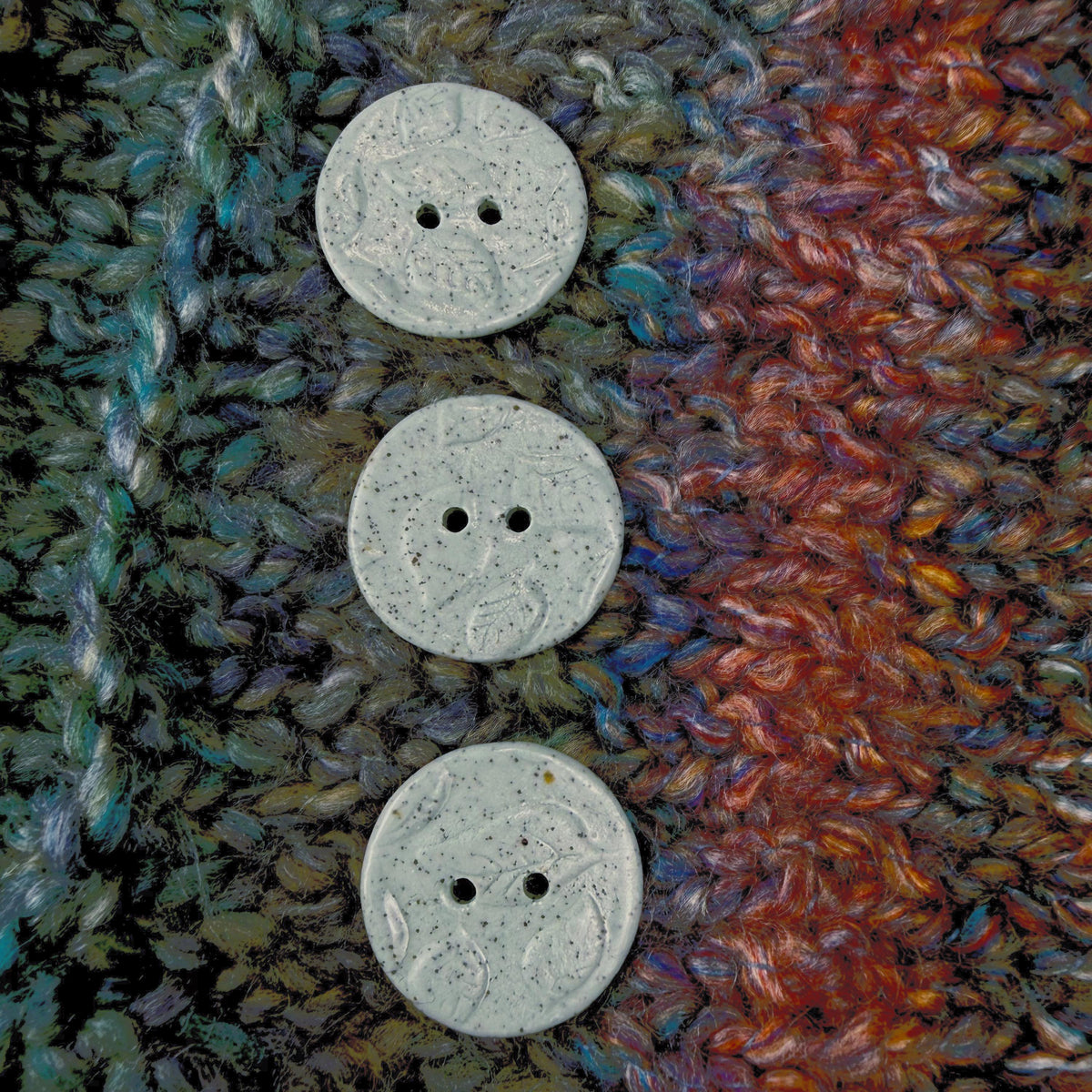 Raised Leaf Pattern Light Green Speckled Porcelain Buttons
