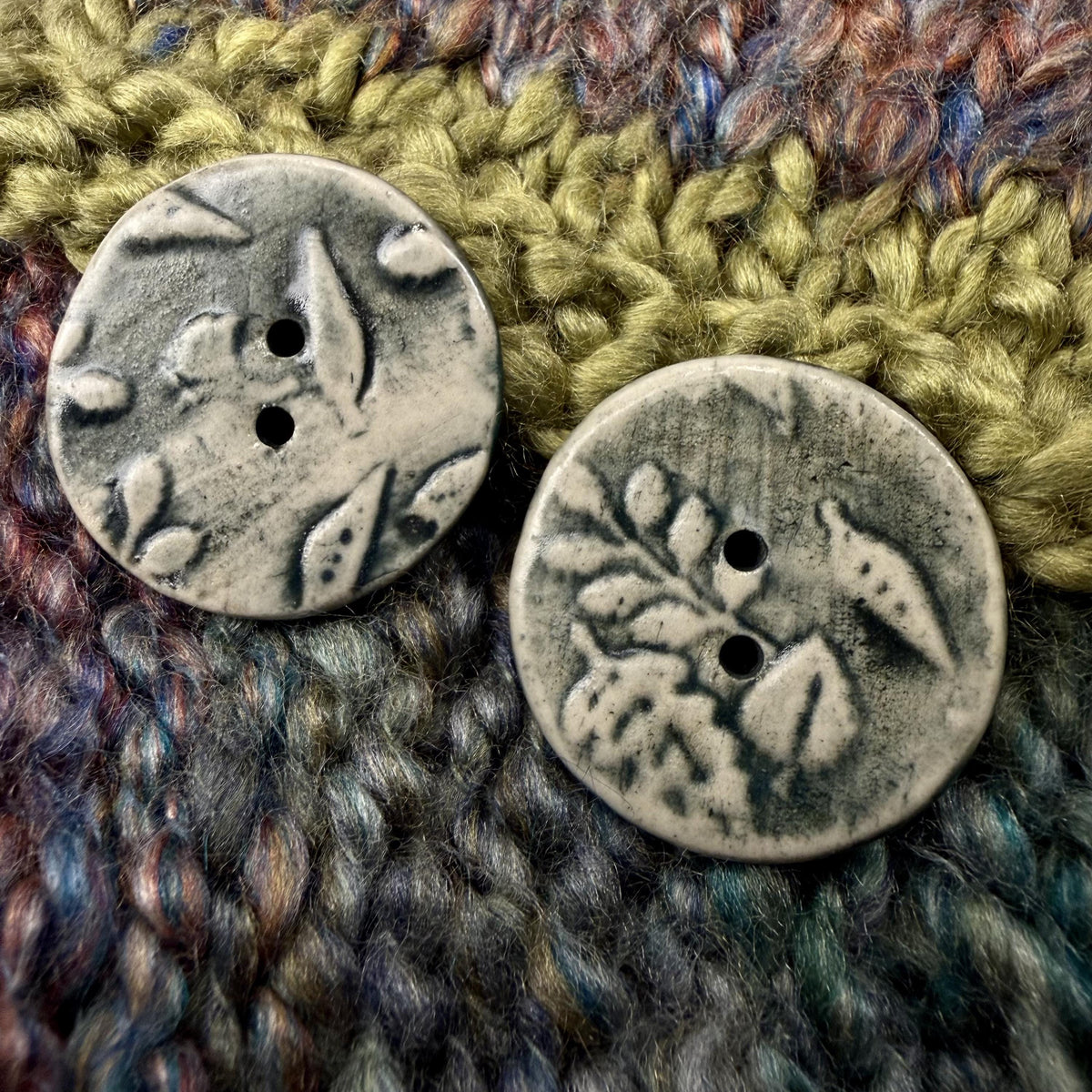Forest Green and Off White Round Buttons