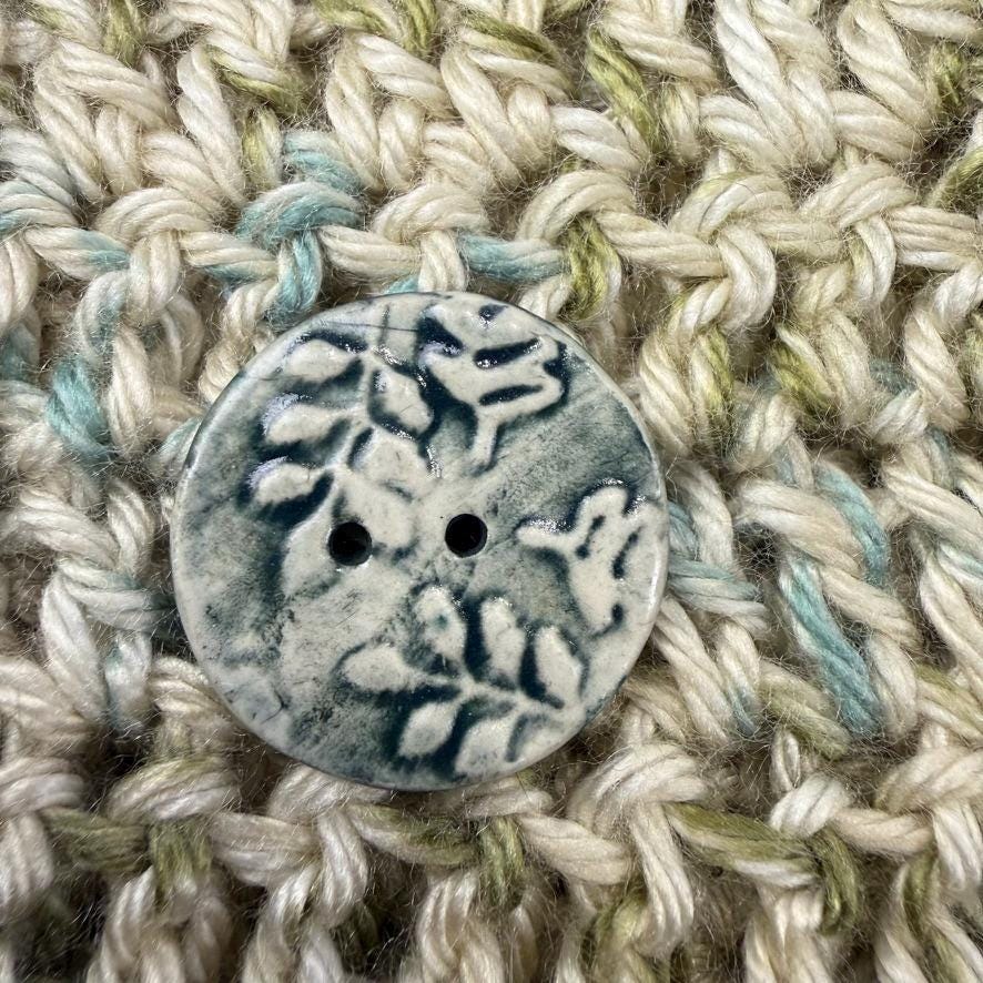Forest Green and Off White Round Buttons