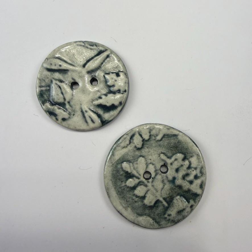 Forest Green and Off White Round Buttons