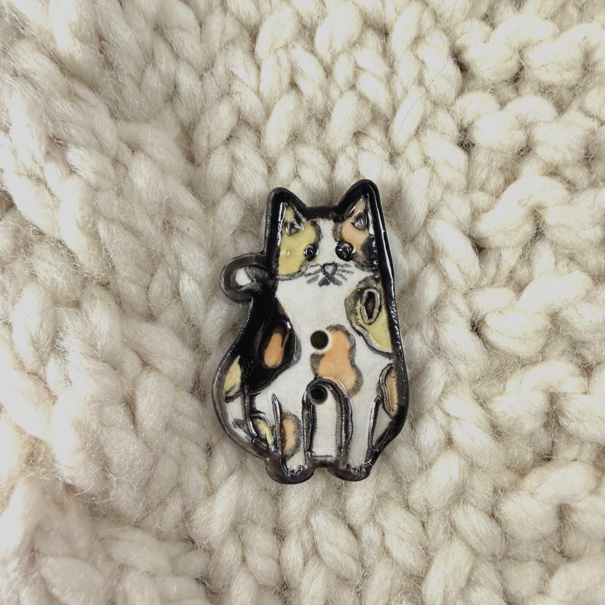 Large Cat Ceramic Button