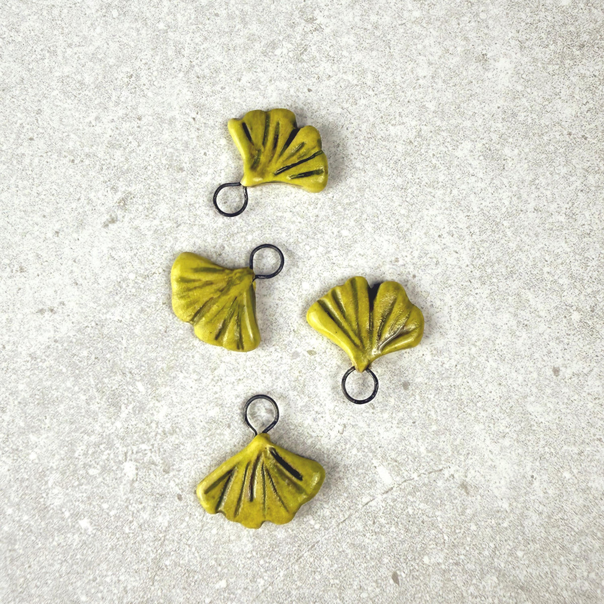 Bright Yellow Tiny Gingko Jewelry Components/Charms