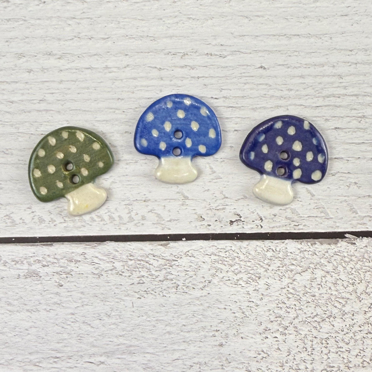 Rainbow Set of Mushrooms Ceramic Buttons