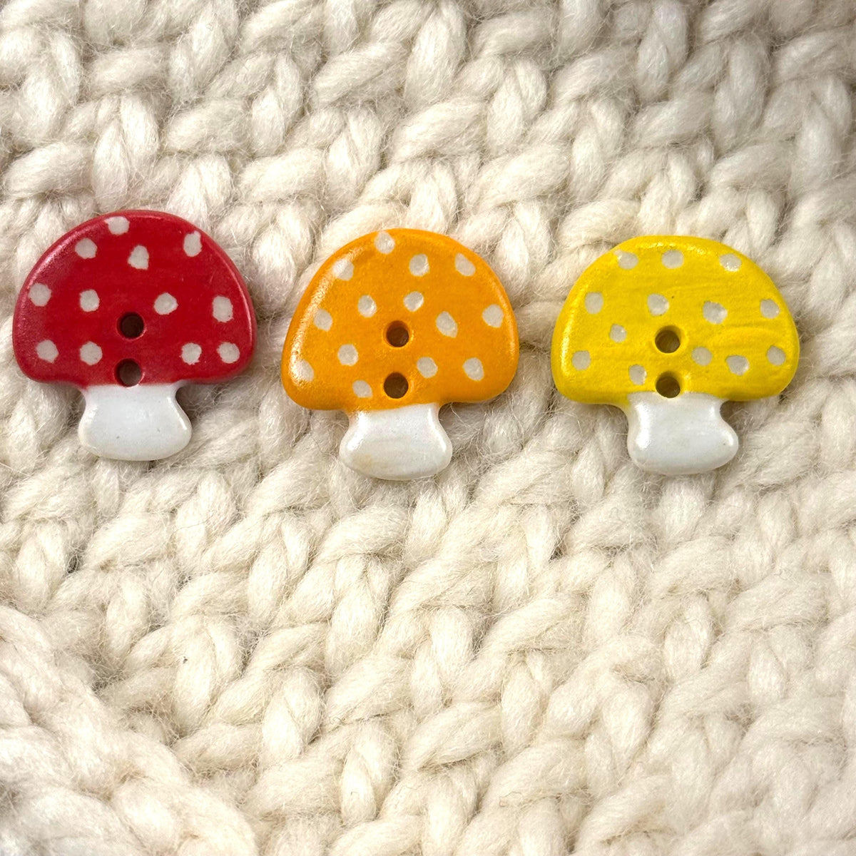 Rainbow Set of Mushrooms Ceramic Buttons