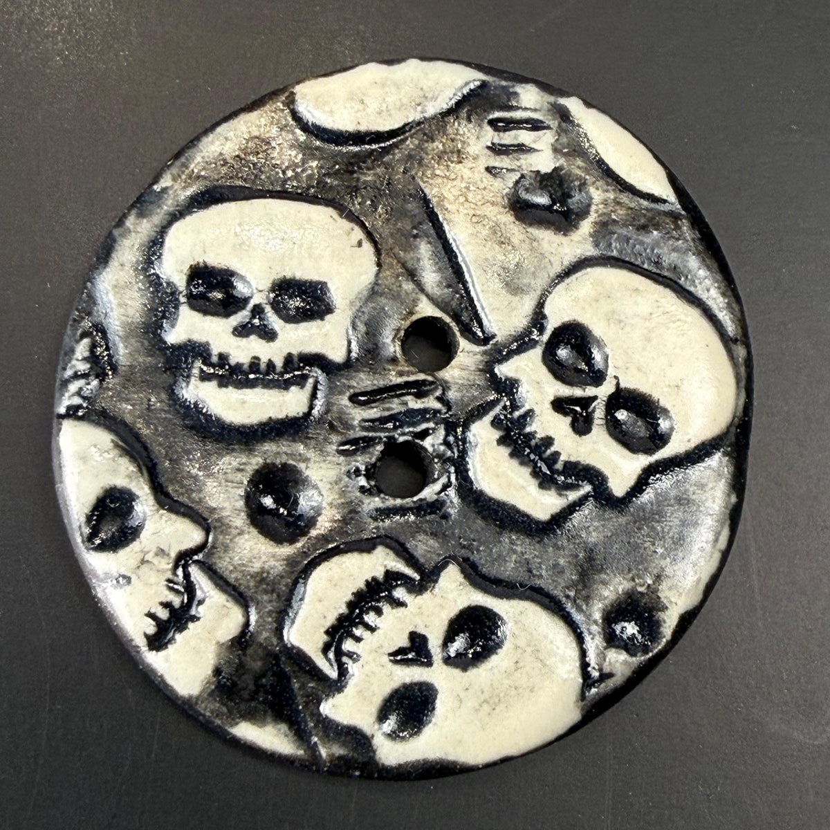Black and White Skull Patterned Round Buttons