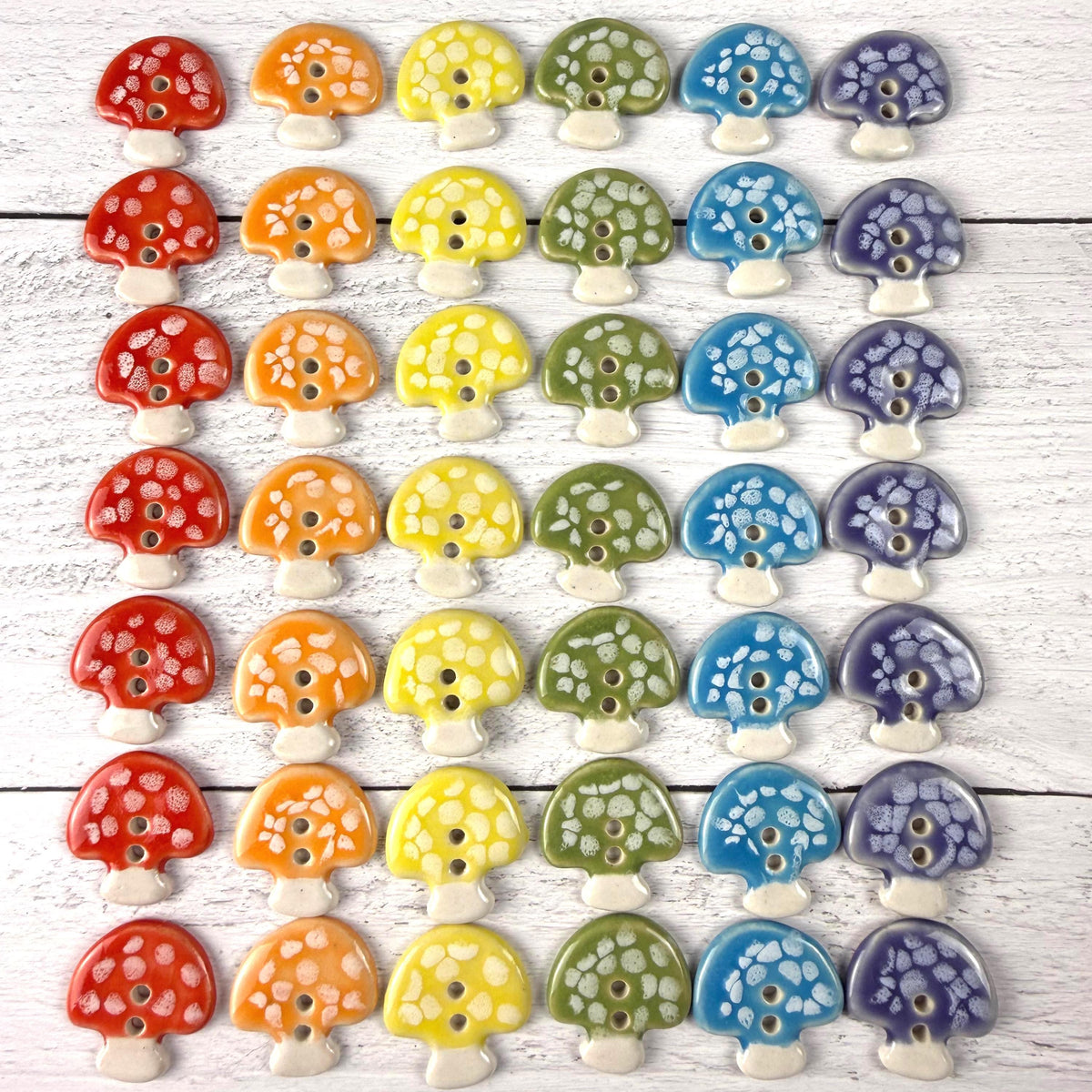 Bright Rainbow Mushroom Buttons