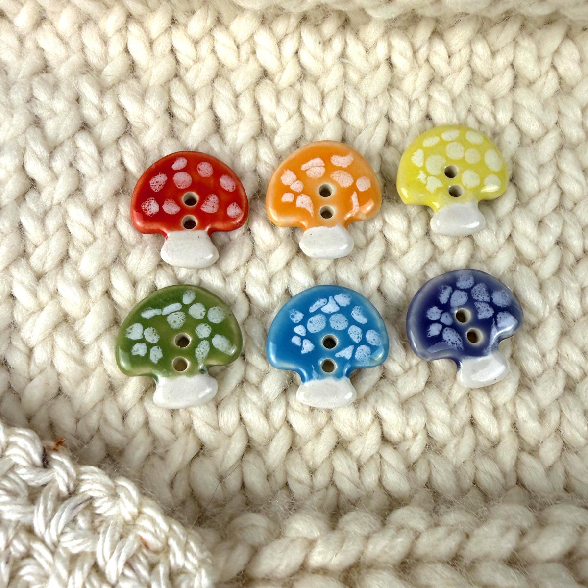 Bright Rainbow Mushroom Buttons