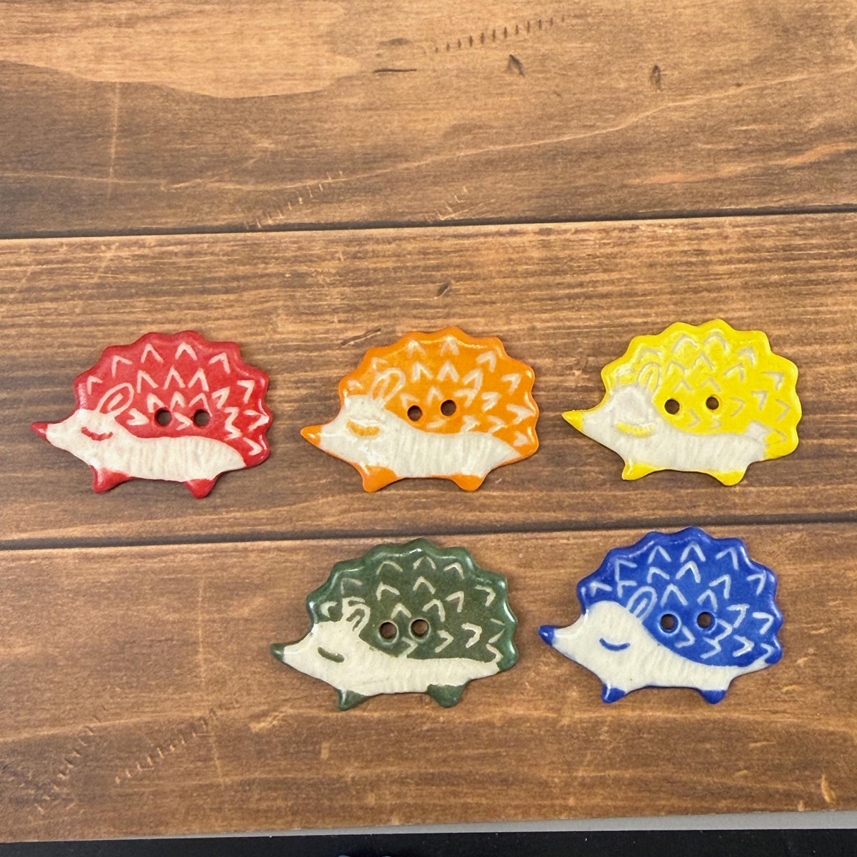 Sgraffito Hedgehog Ceramic Buttons